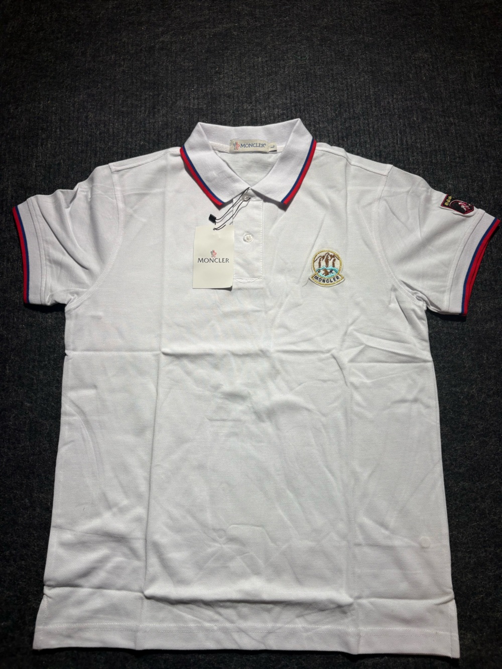 Moncler White Polo Shirt Size Large